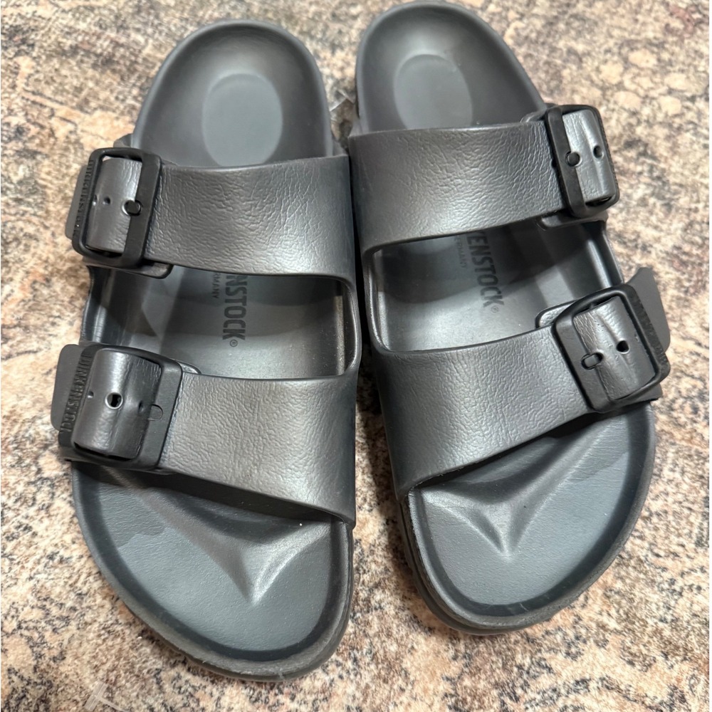 Birkenstock Arizona EVA Sandals Metallic Anthracite Waterproof Slides 8 Gray